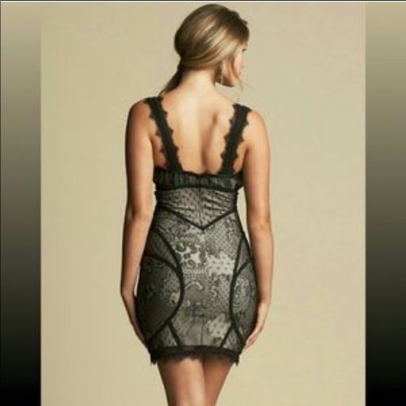 Bebe Eyelash Lace Bodycon Dress Small V-neck - Picture 3 of 10